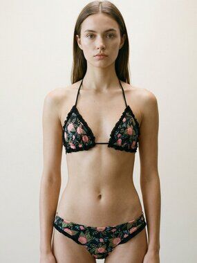 Black Floral Bikini Set